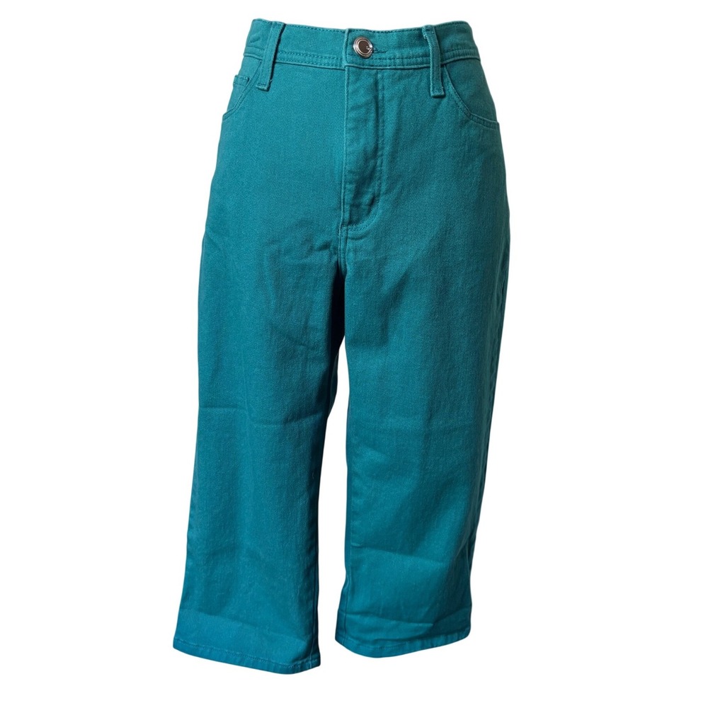 Lee Classic Fit VTG Teal Wide Leg capris Jeans pants Women SZ 12 Med Y2K